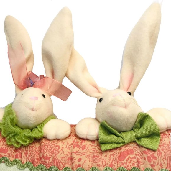 Happy Easter Bunny Rabbit Throw Pillow Embellished Decor Vintage Rare - Picture 2 of 10